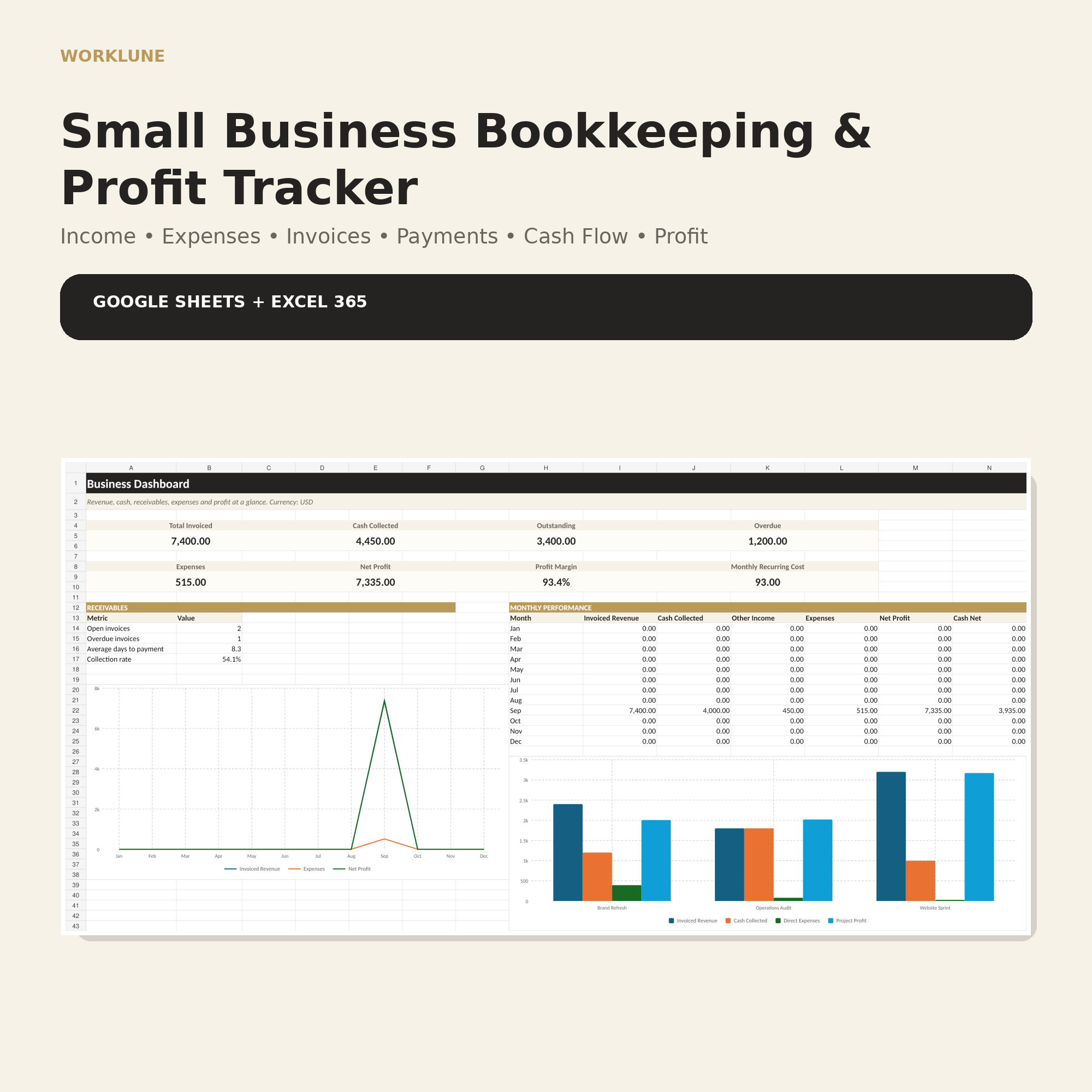Small Business Bookkeeping & Profit Tracker preview